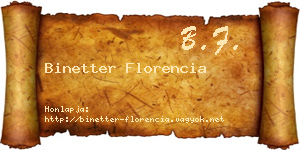 Binetter Florencia névjegykártya